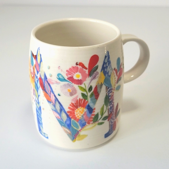 Anthropologie Starla M. Halfmann monogram letter M petal palette mug - Picture 6 of 6